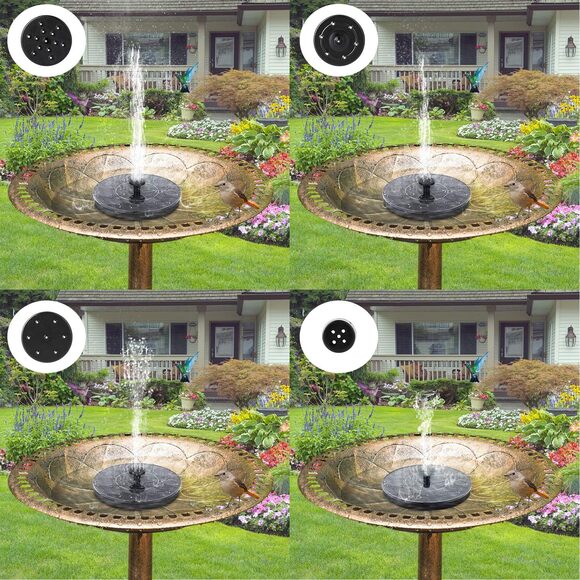 Solar Bird Bath Fountain Pump 1.4W Floating Solar Water Pump w/ 6 Nozzles - Picture 6 of 9